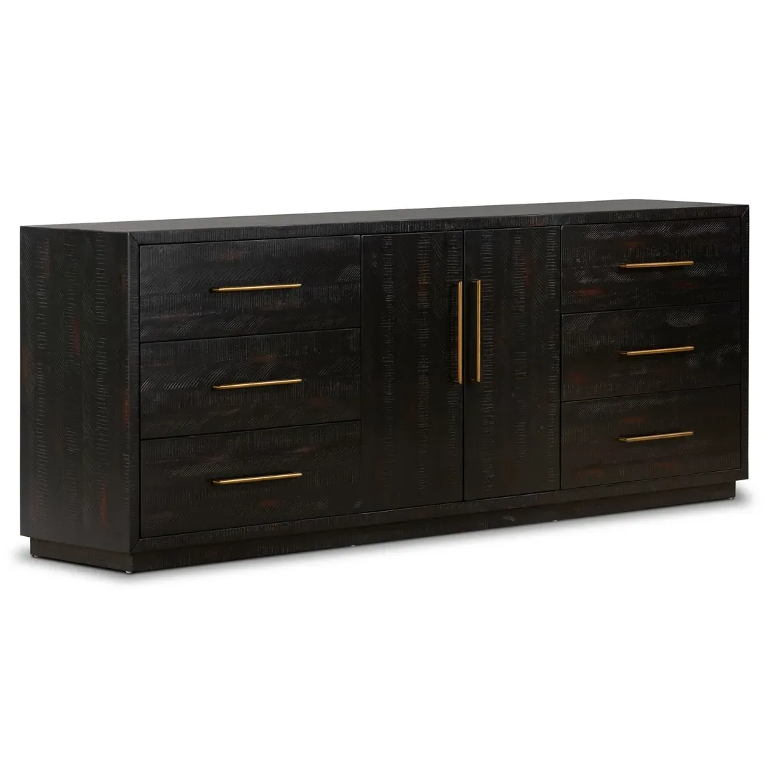 Dorwin Media Console Sideboard - Black, Acacia Wood