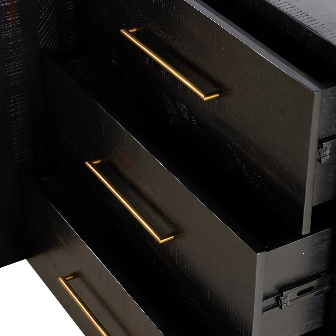 Dorwin Media Console Sideboard - Black, Acacia Wood