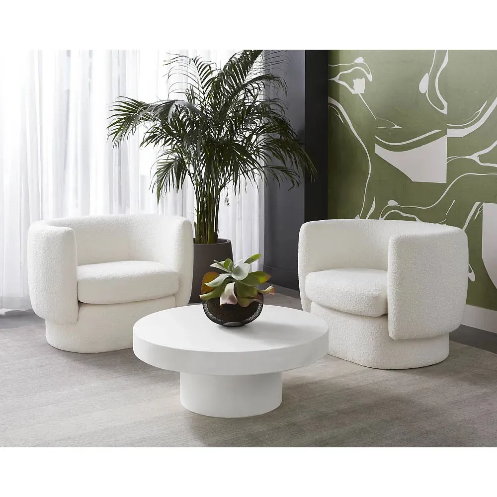 Dotson Square Outdoor Coffee Table - White, Concrete