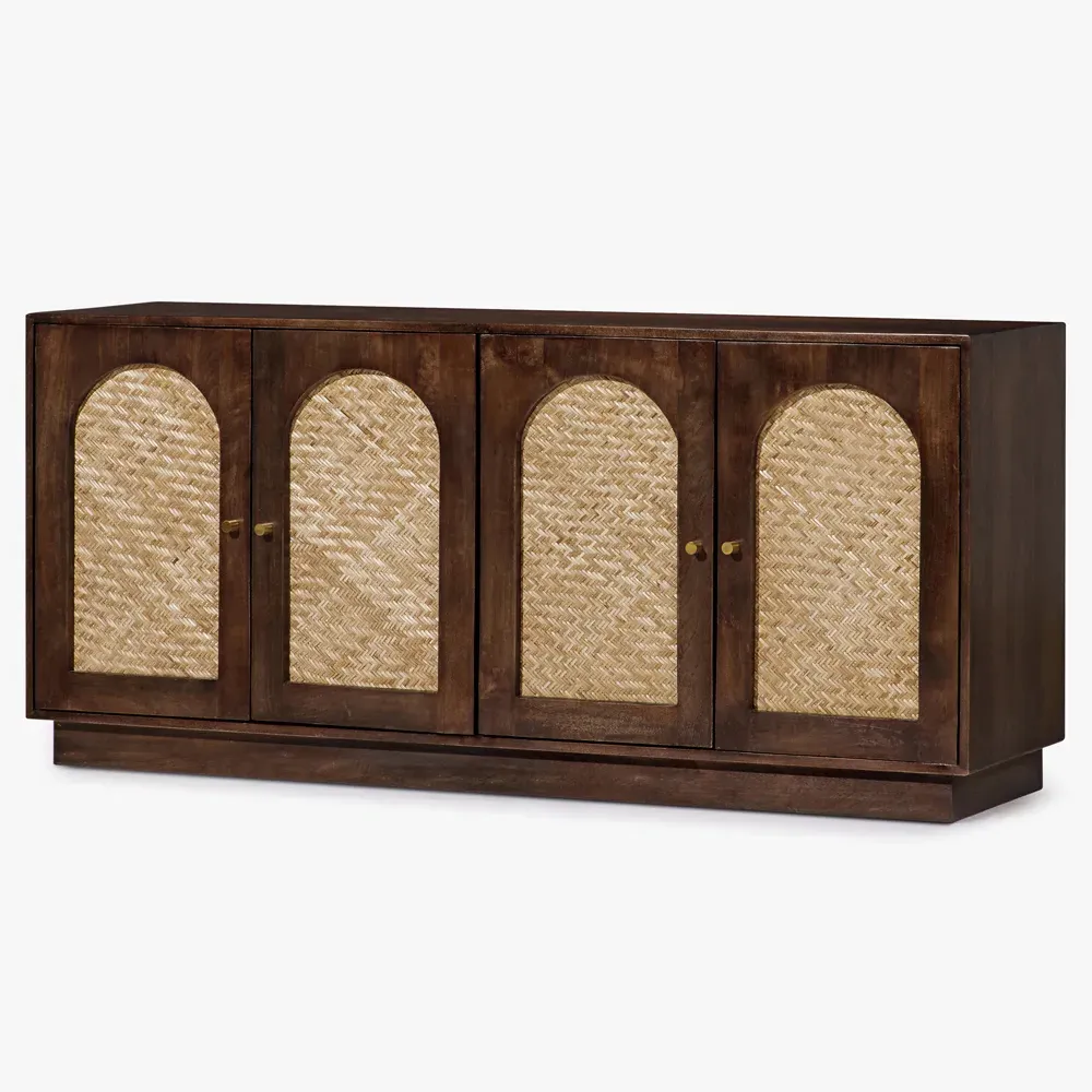 Draven Woven Cane Sideboard - Brown, Mango Wood
