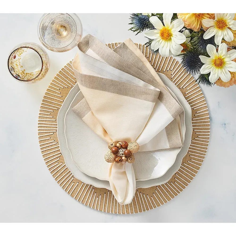 Dream Weaver Chevron Border Placemat Set of 4 - Natural, White