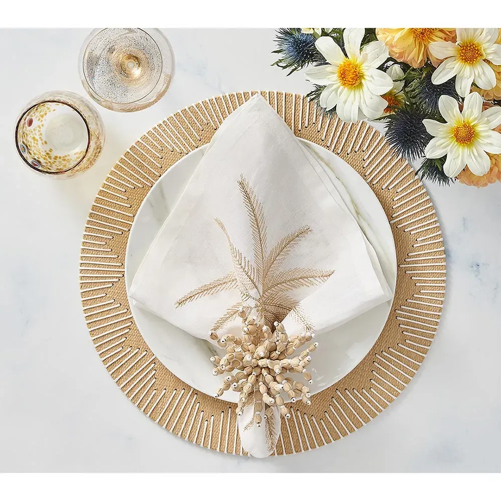 Dream Weaver Chevron Border Placemat Set of 4 - Natural, White
