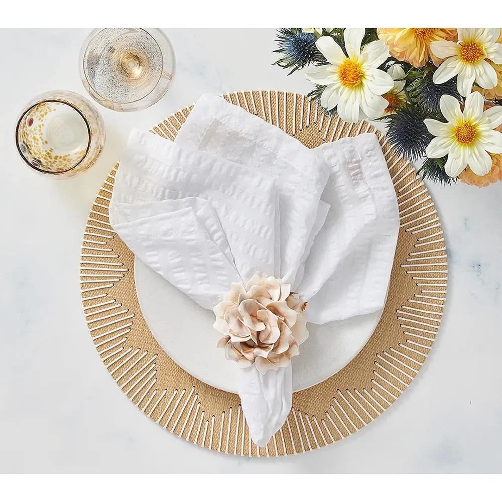 Dream Weaver Chevron Border Placemat Set of 4 - Natural, White