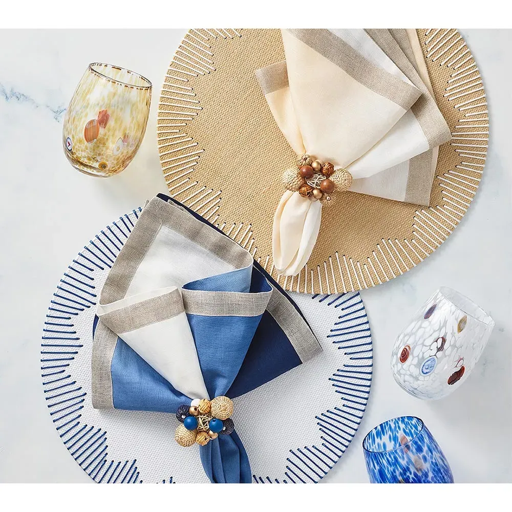 Dream Weaver Chevron Border Placemat Set of 4 - Natural, White