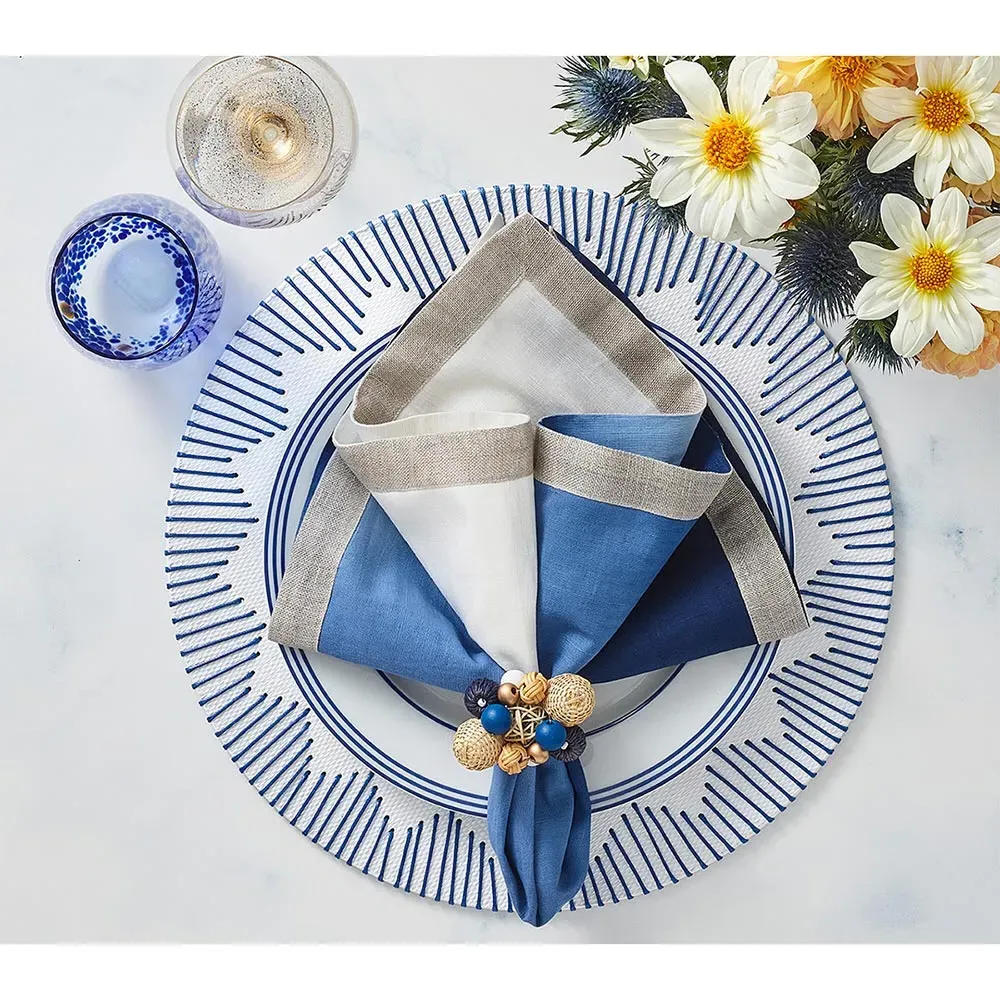 Dream Weaver Chevron Border Placemat Set of 4 - White, Blue