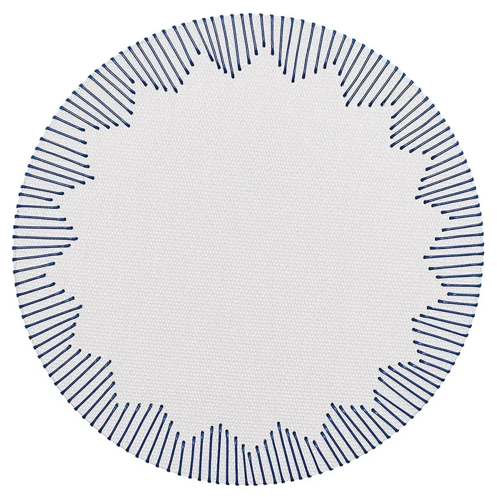 Dream Weaver Chevron Border Placemat Set of 4 - White, Blue