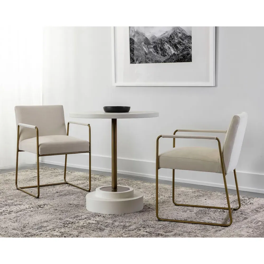 Drekavin Round Bistro Table - White, Concrete