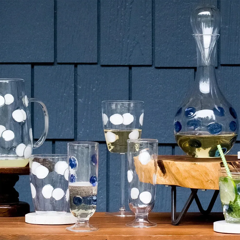 Drop Stemless Wine Glass - White