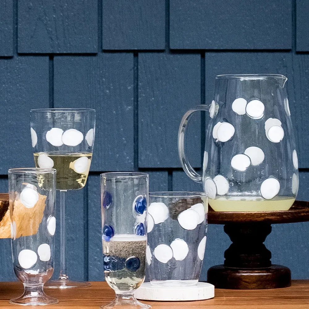 Drop Stemless Wine Glass - White