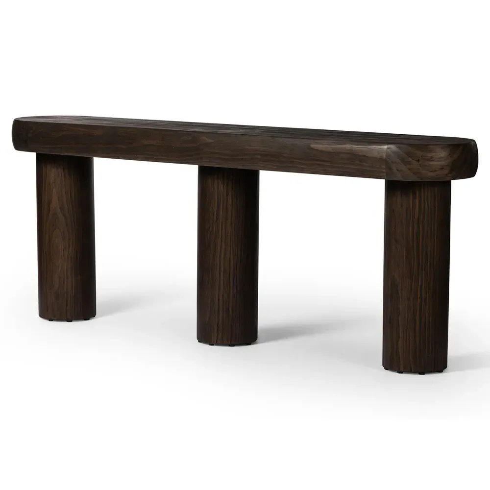 Duke Oval Console Table - Dark Brown, Pine