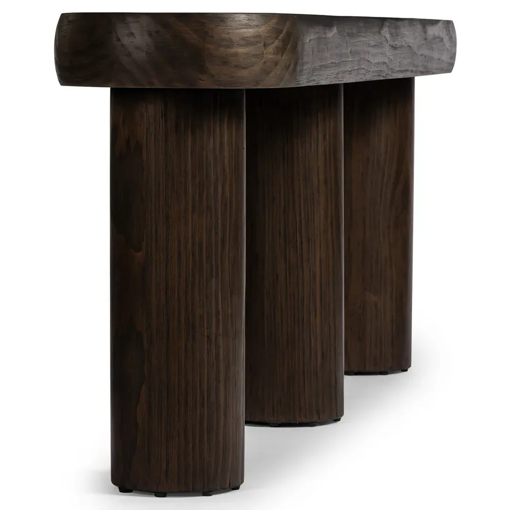 Duke Oval Console Table - Dark Brown, Pine