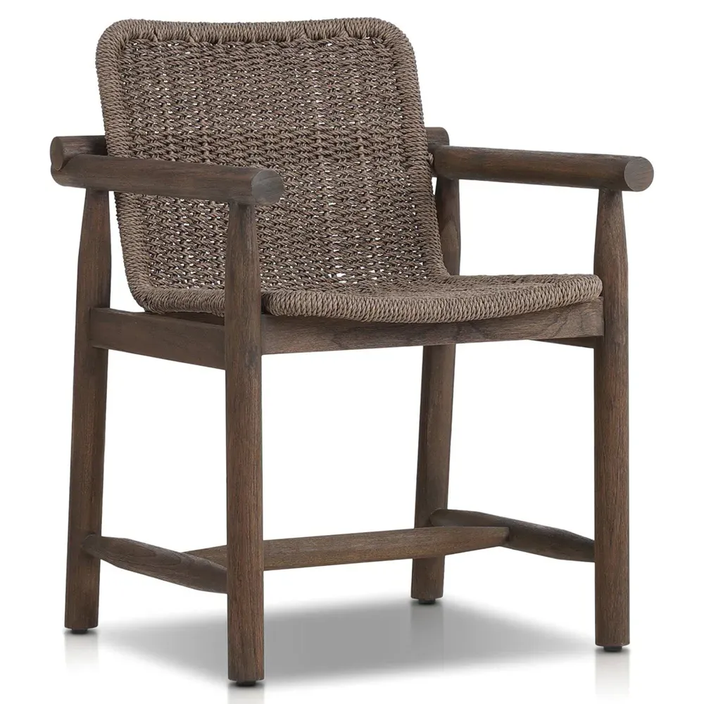 Dume Outdoor Dining Arm Chair - Brown, Teak