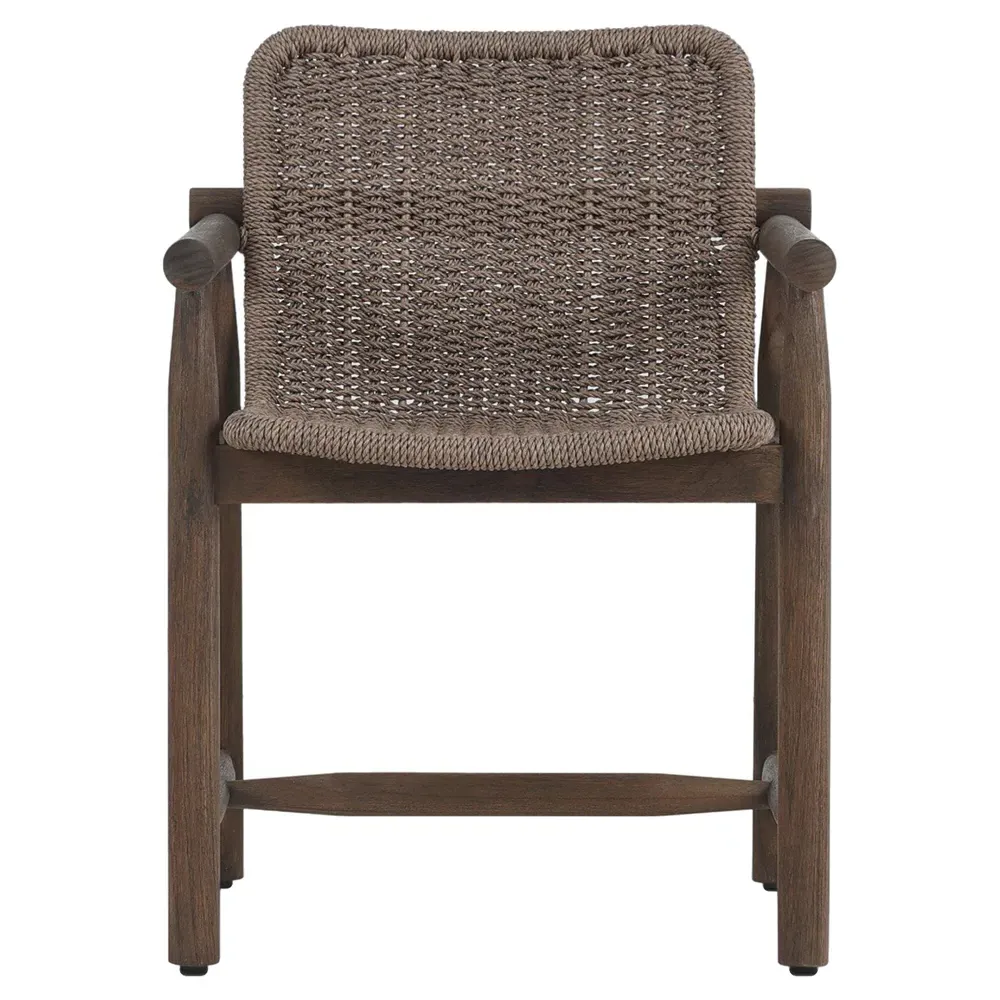 Dume Outdoor Dining Arm Chair - Brown, Teak