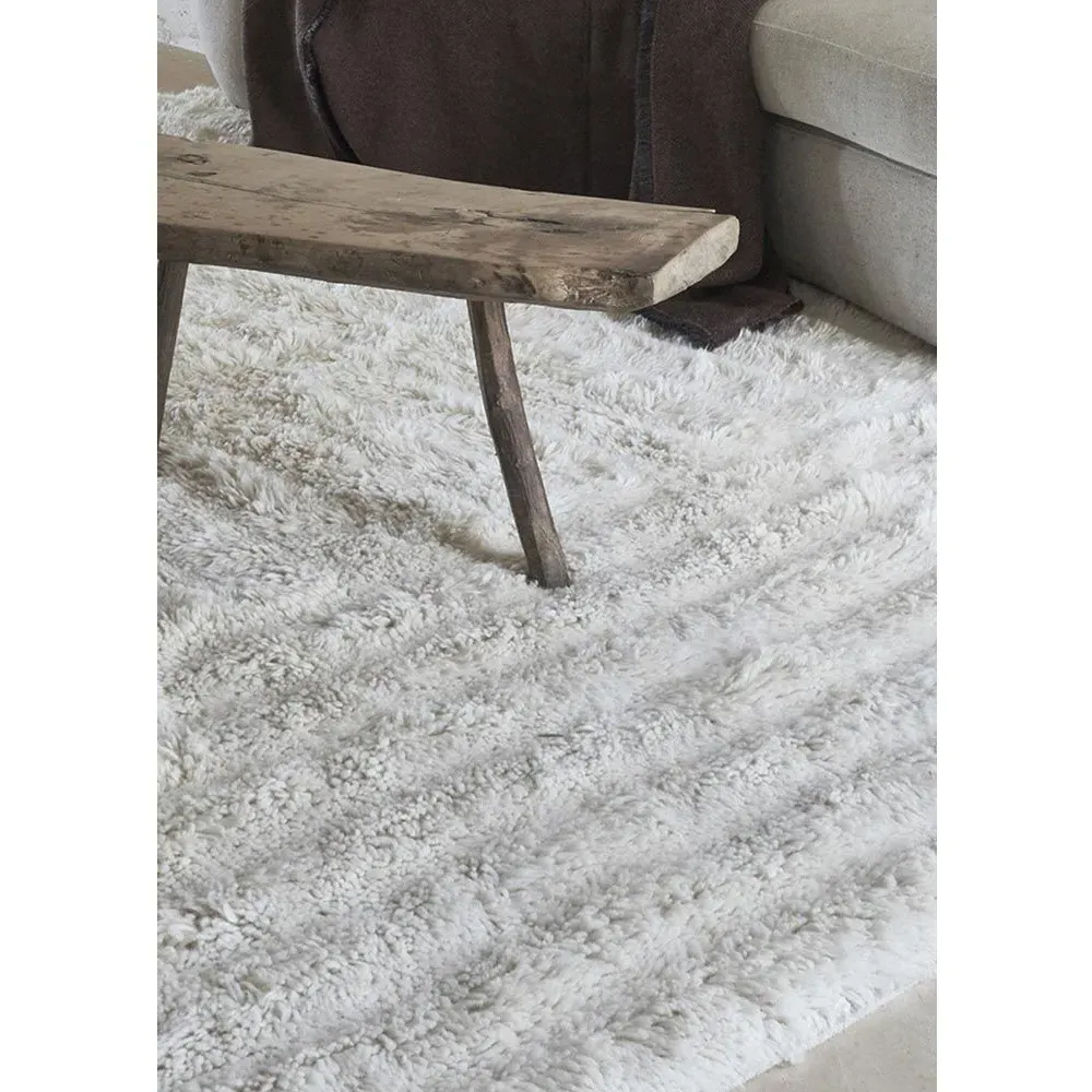 Dunes Shag Washable Rug - White, Wool