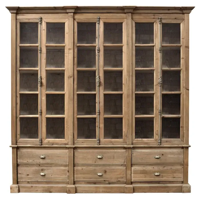 Dustin 6 Door Bookcase - Brown, Pine Wood