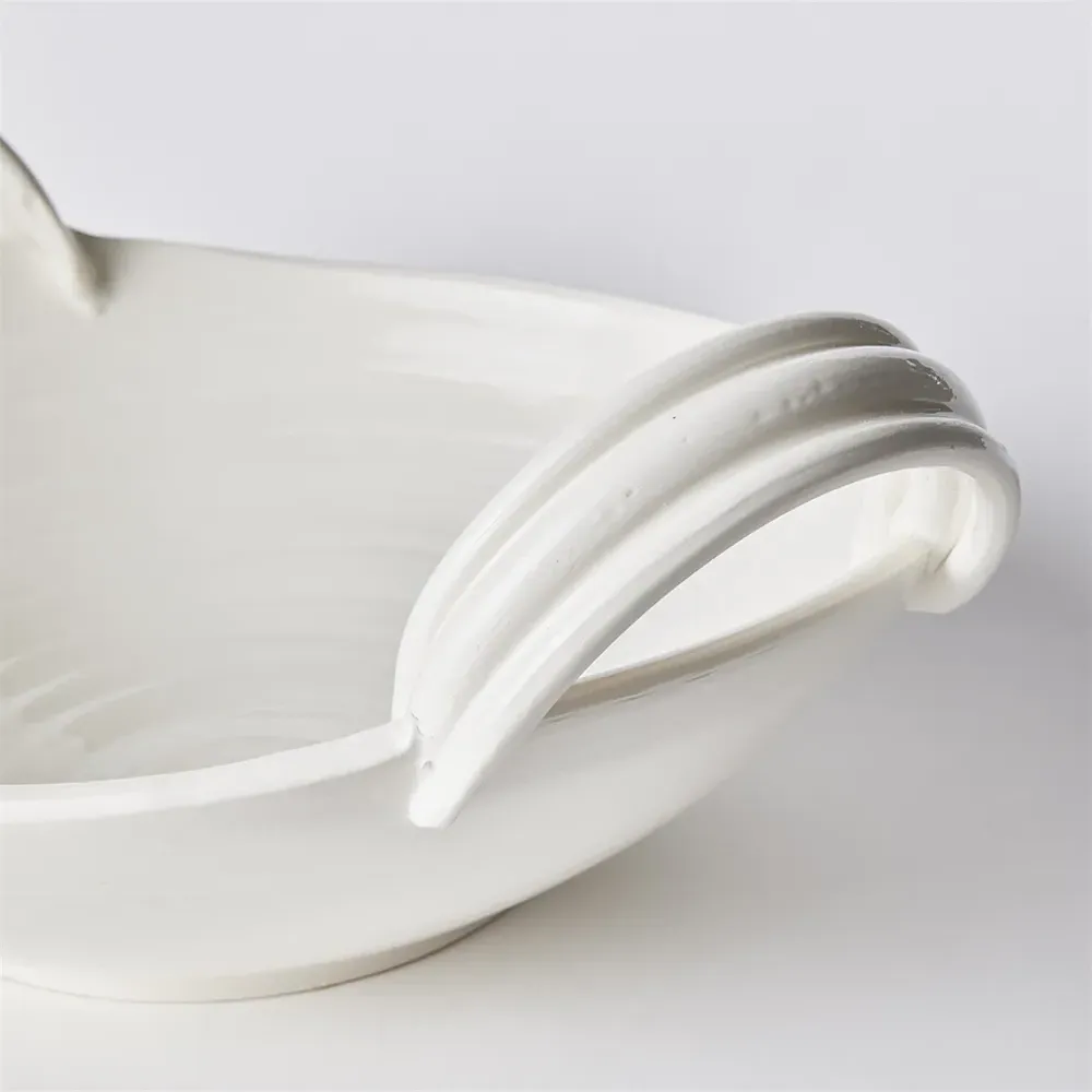 Dylan Low Decorative Bowl - White, Ceramic