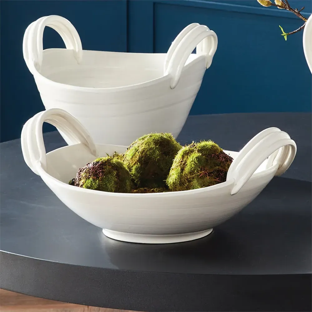 Dylan Low Decorative Bowl - White, Ceramic