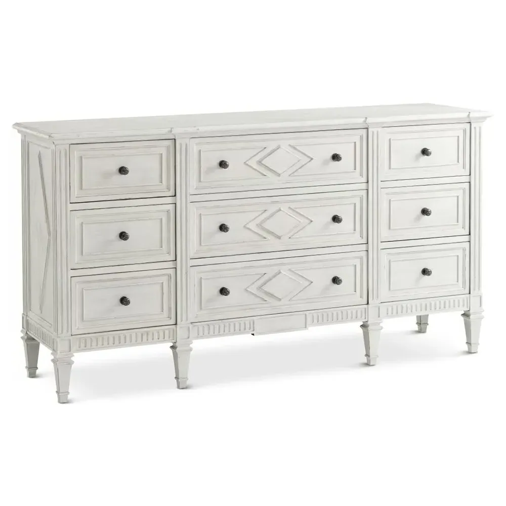 Dylan Triple Dresser - Distressed White, Beech Wood
