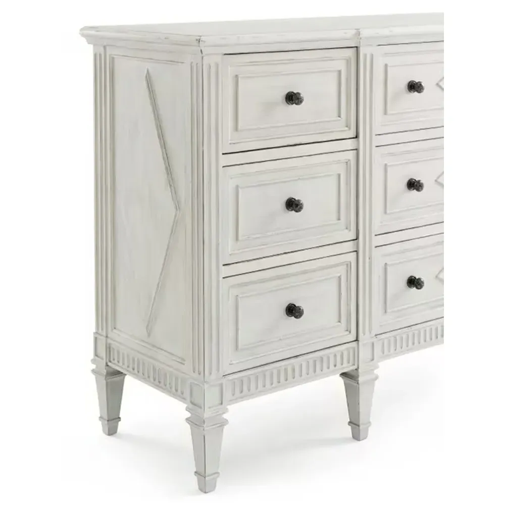Dylan Triple Dresser - Distressed White, Beech Wood