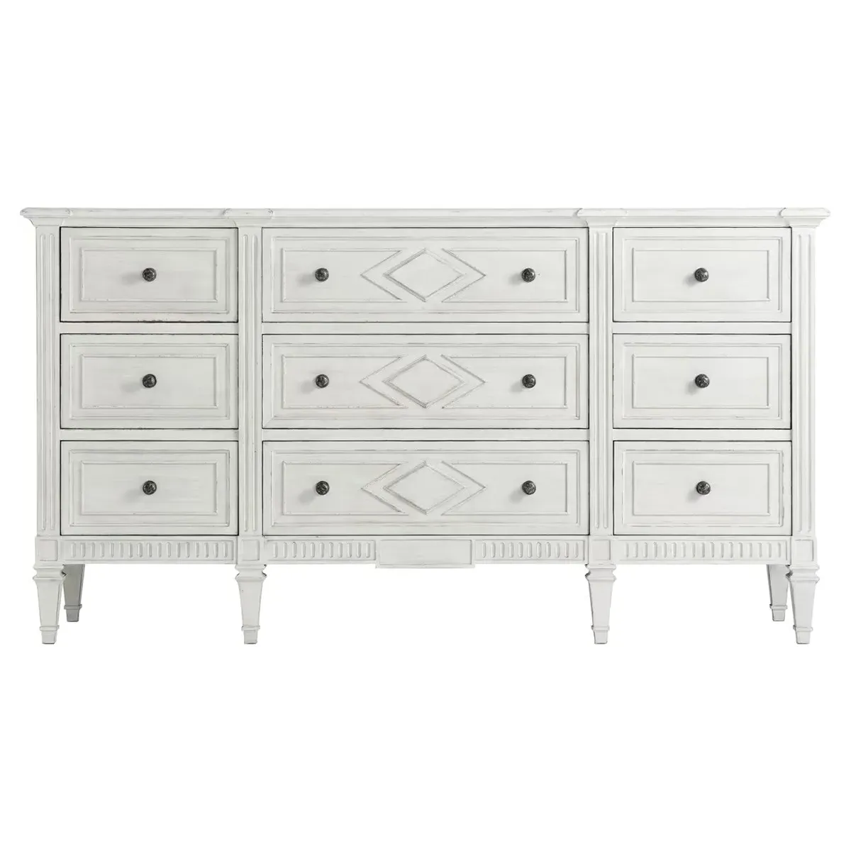 Dylan Triple Dresser - Distressed White, Beech Wood