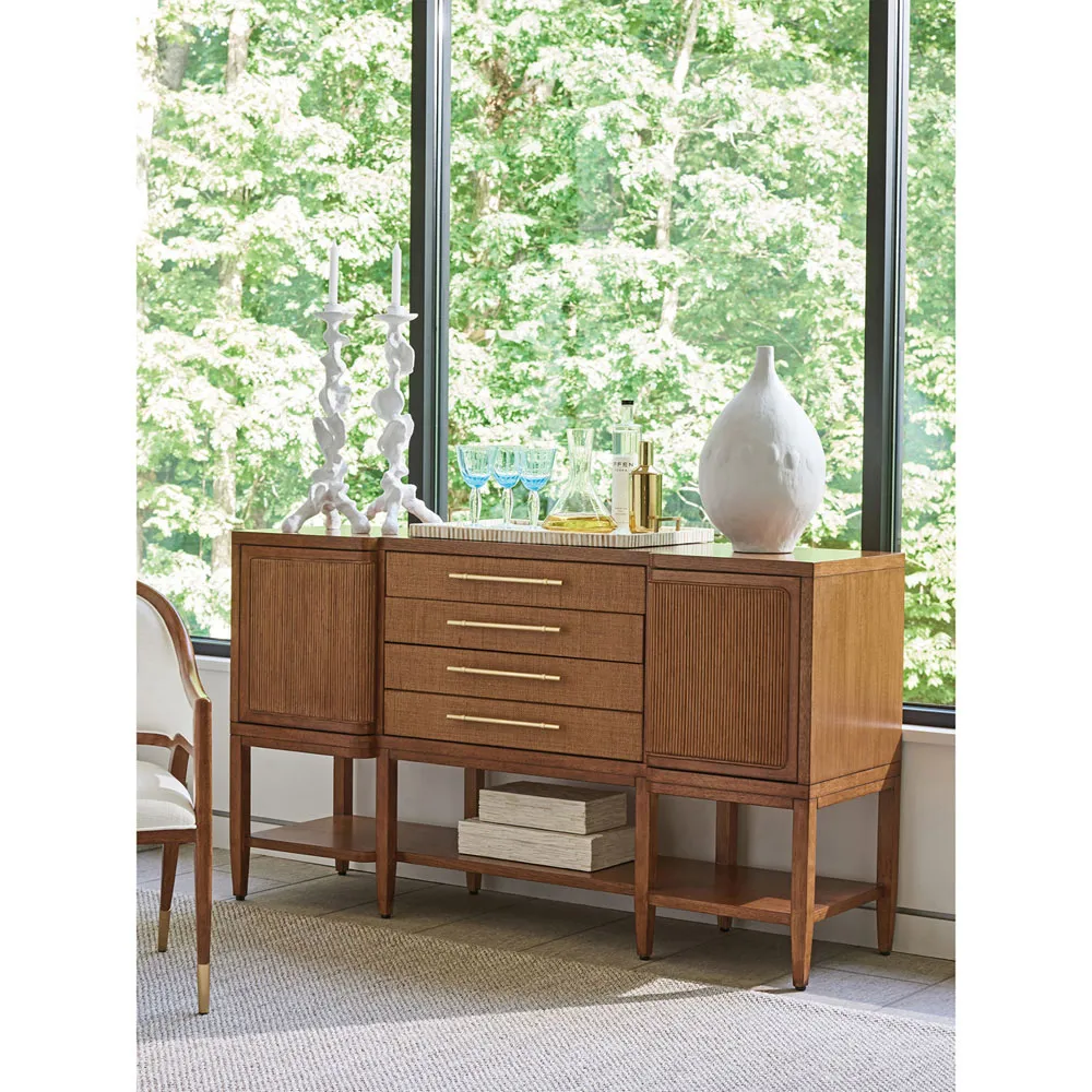 Eagle Falls 4 Drawer Sideboard - Brown, Rattan