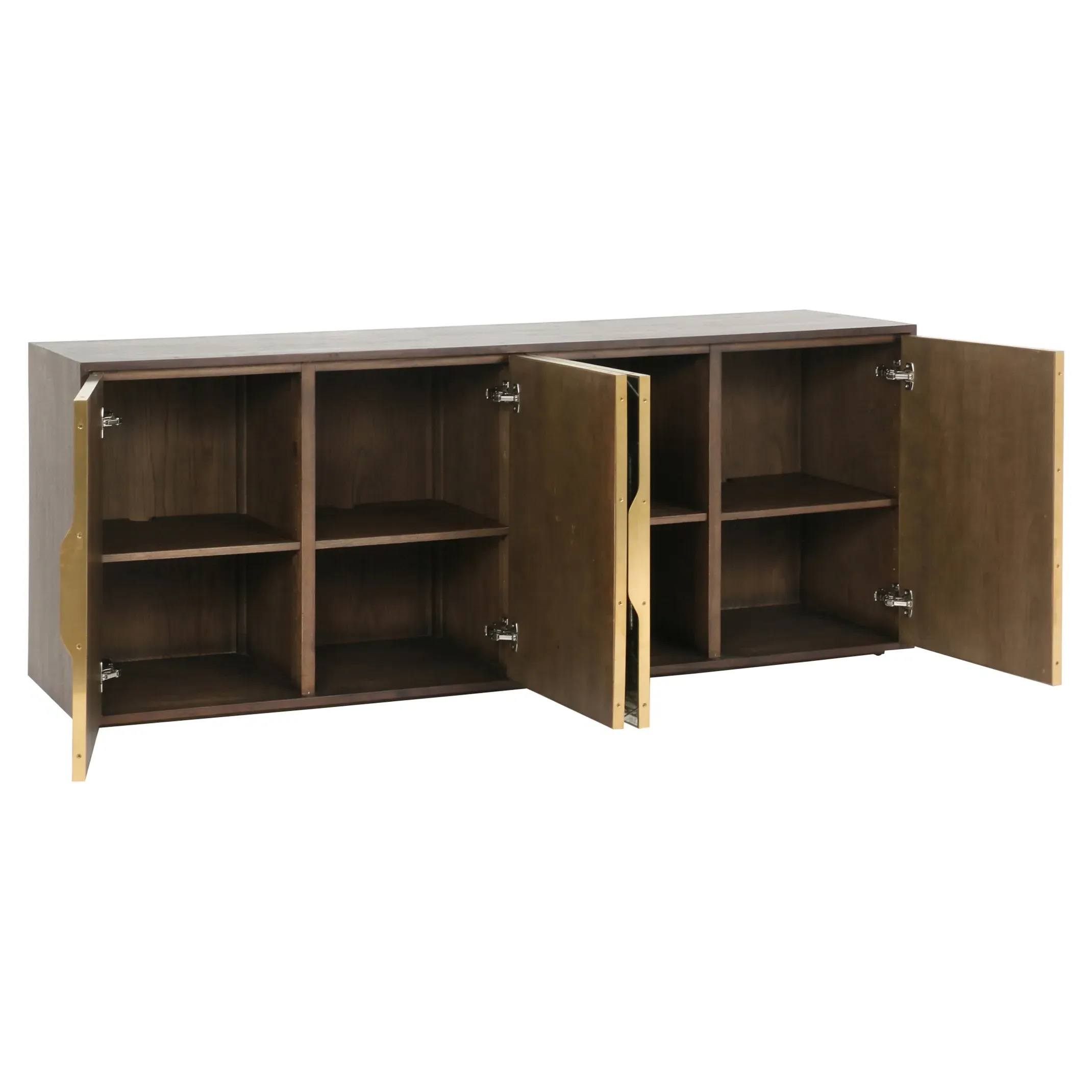 Earl Honeycomb Pattern Mirrored Door Sideboard - Dark Walnut