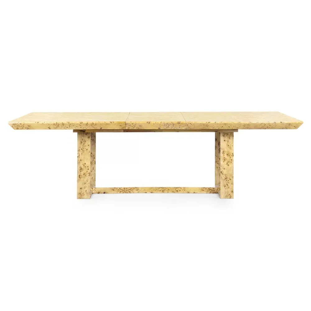 Easton Rectangular Extendable Dining Table - Brown, Burl Wood