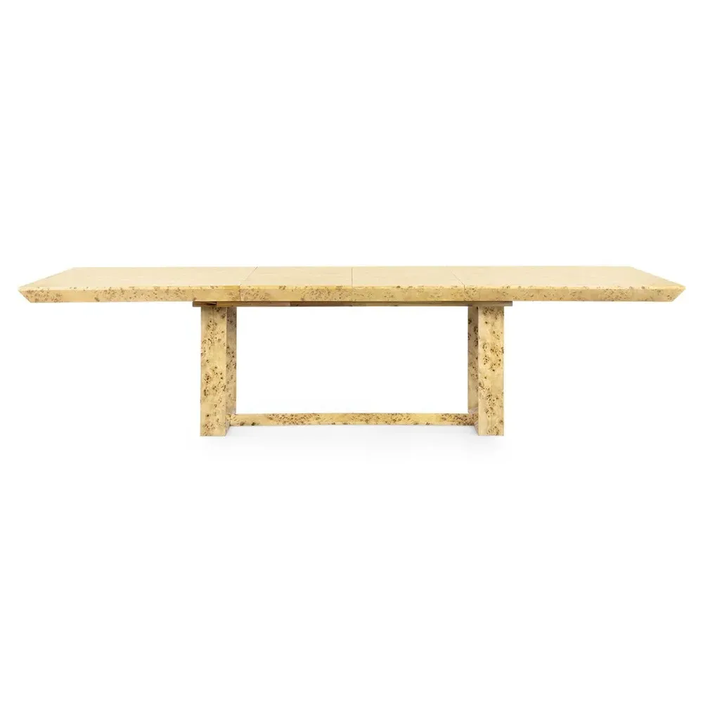 Easton Rectangular Extendable Dining Table - Brown, Burl Wood