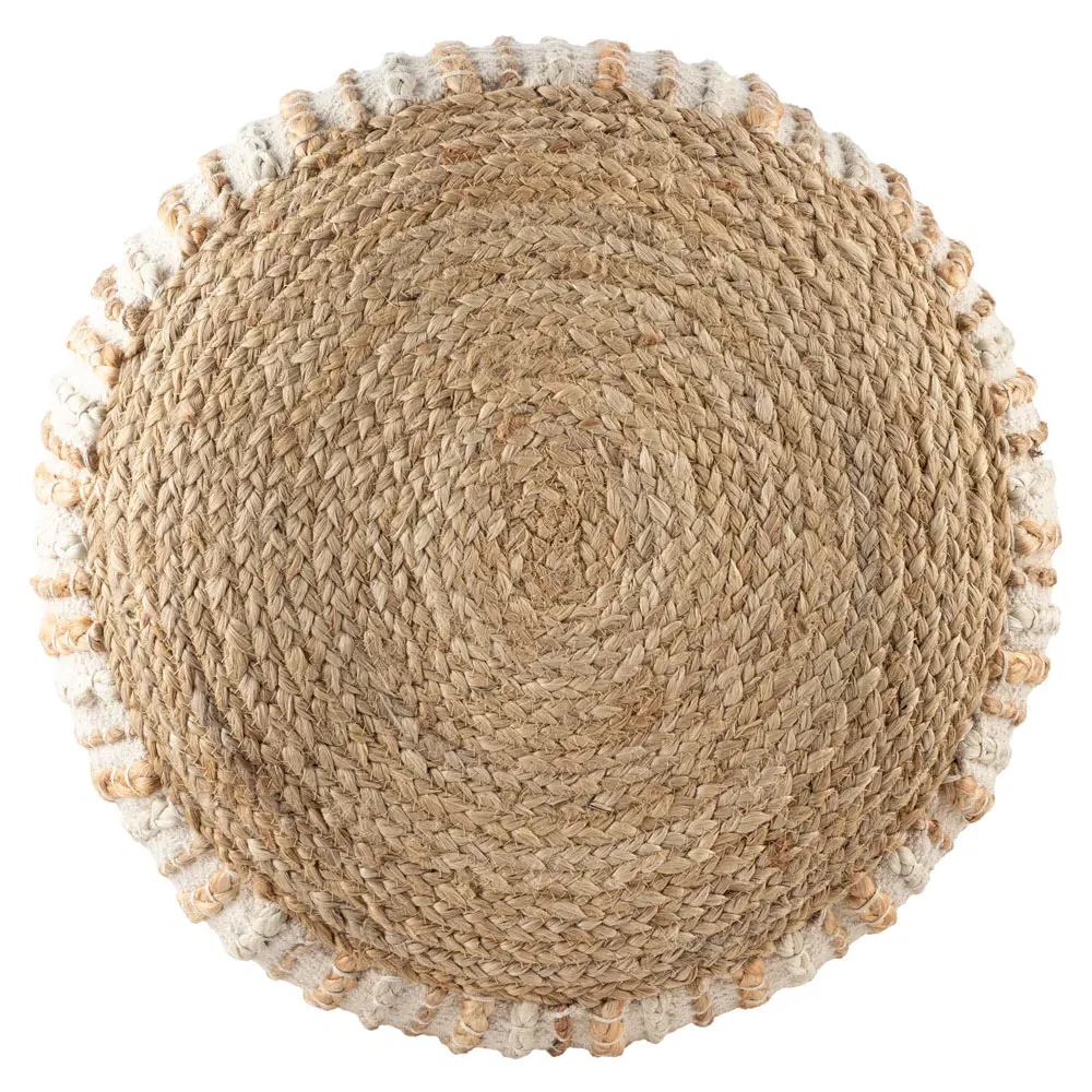Easton Round Pouf - Beige, Jute