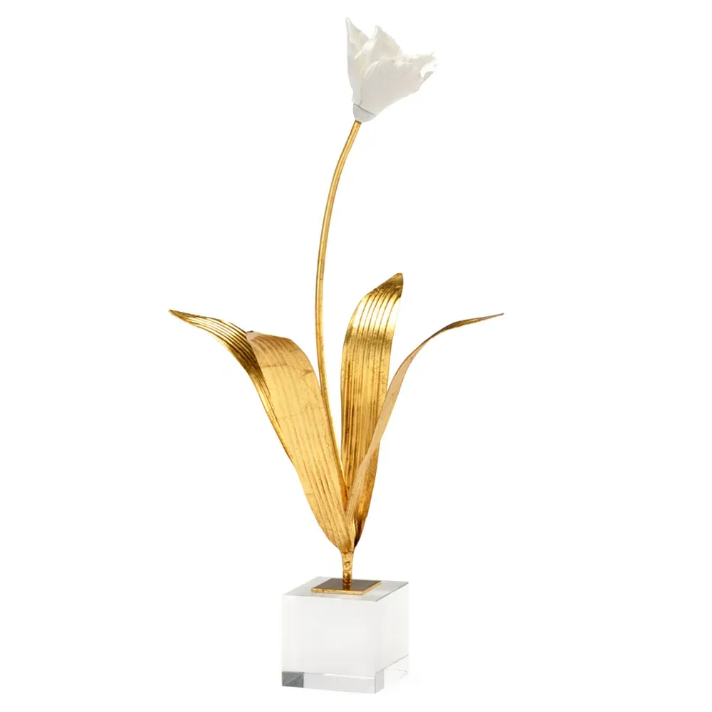 Easton Tulip Sculpture on Stand - White, Porcelain image