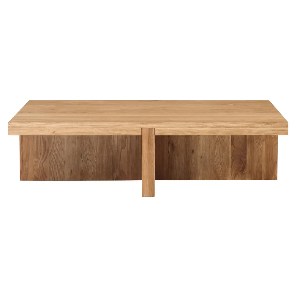 Edgar Rectangular Coffee Table - Brown, Oak Wood