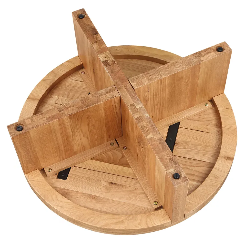 Edgar Round Coffee Table - Brown, Oak Wood