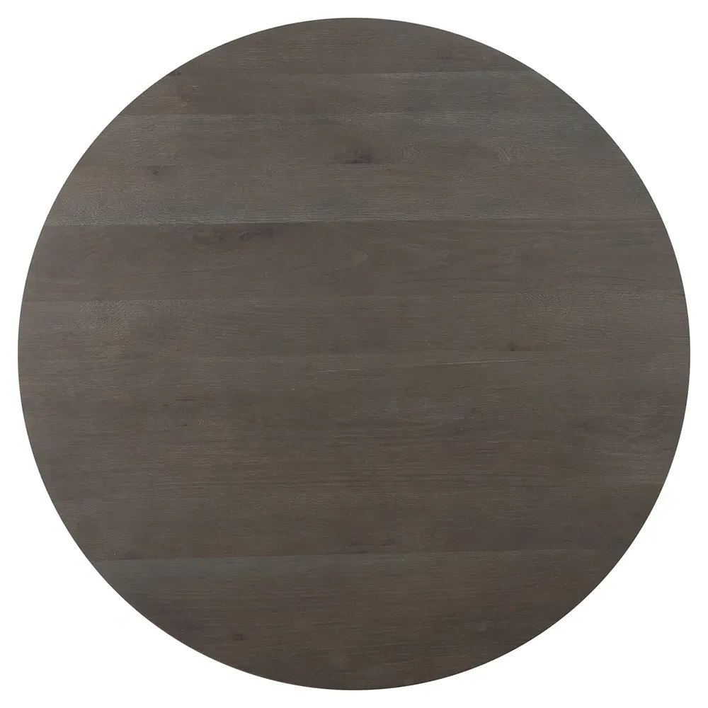 Edgar Round Coffee Table - Dark Brown, Oak Wood