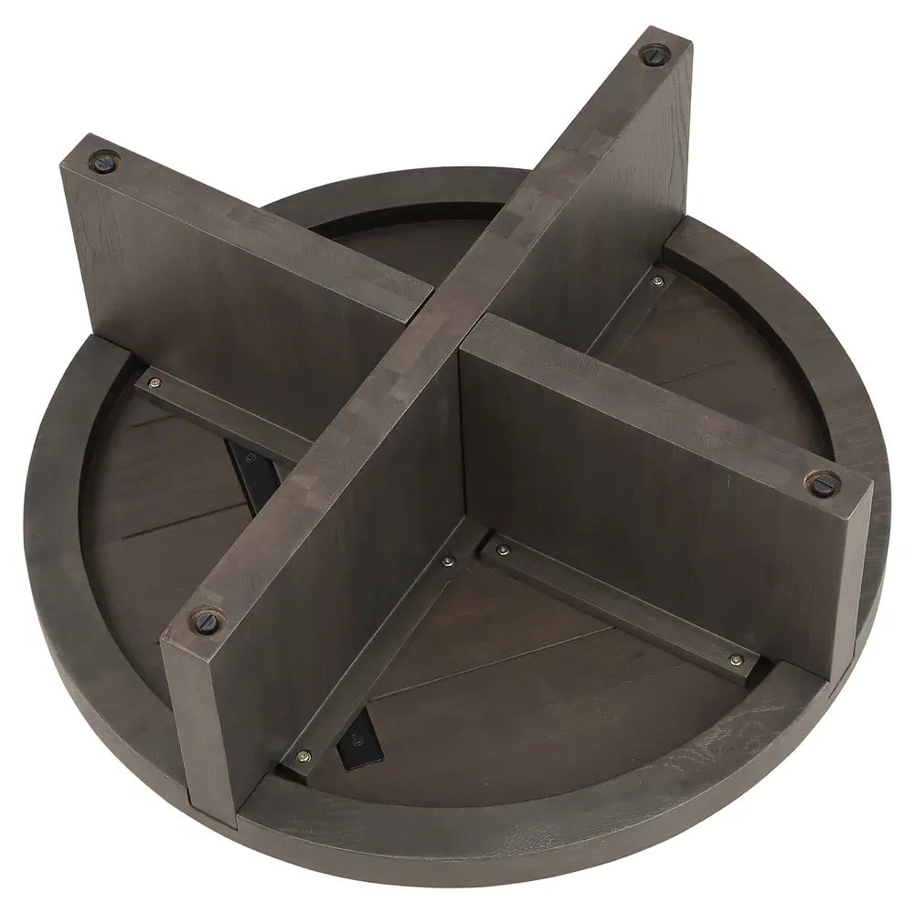 Edgar Round Coffee Table - Dark Brown, Oak Wood