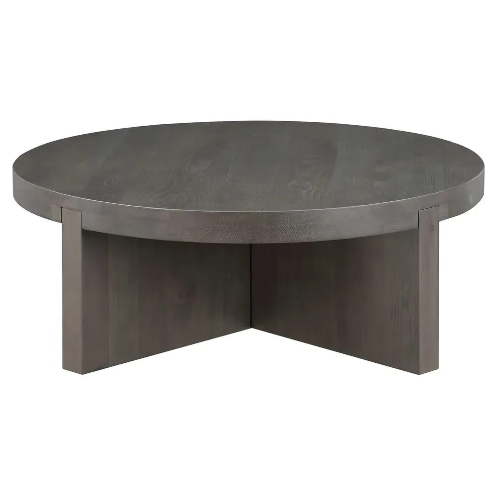 Edgar Round Coffee Table - Dark Brown, Oak Wood image