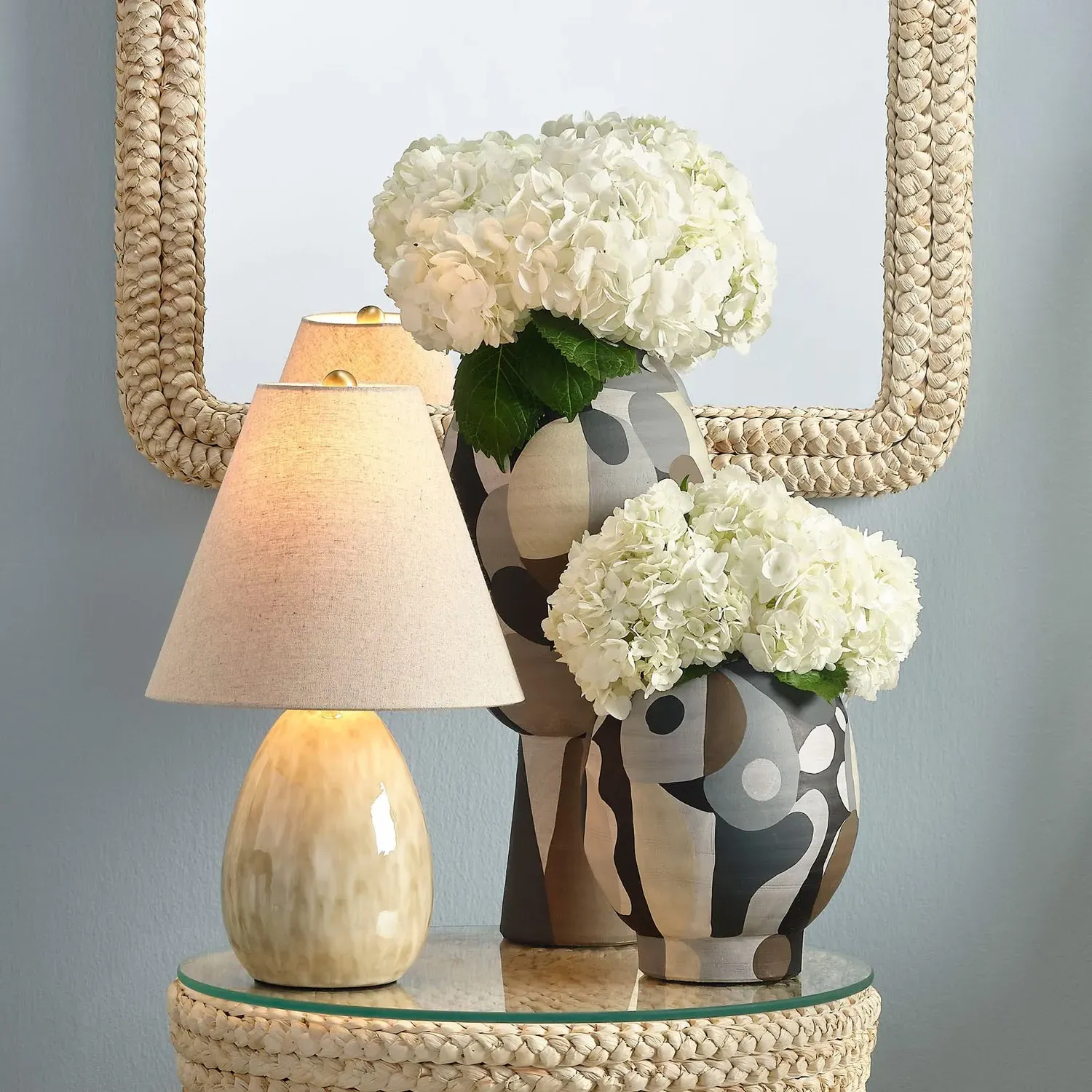 Edie Linen Shade Table Lamp - Beige, Ceramic