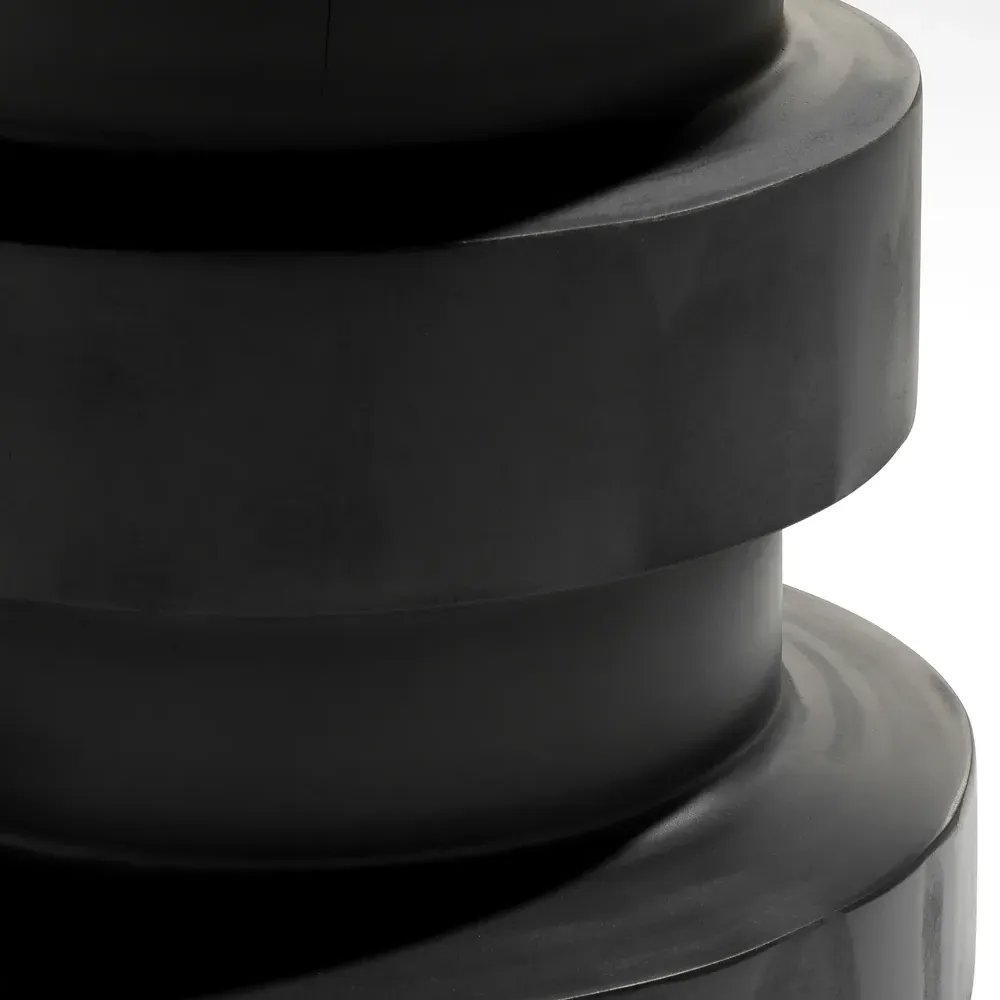 Edison Round End Table - Black, Pine Wood