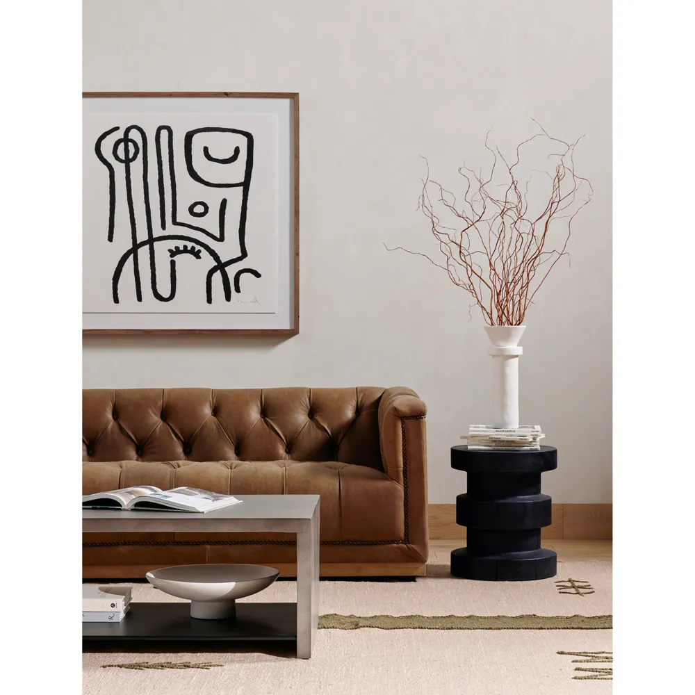 Edison Round End Table - Black, Pine Wood