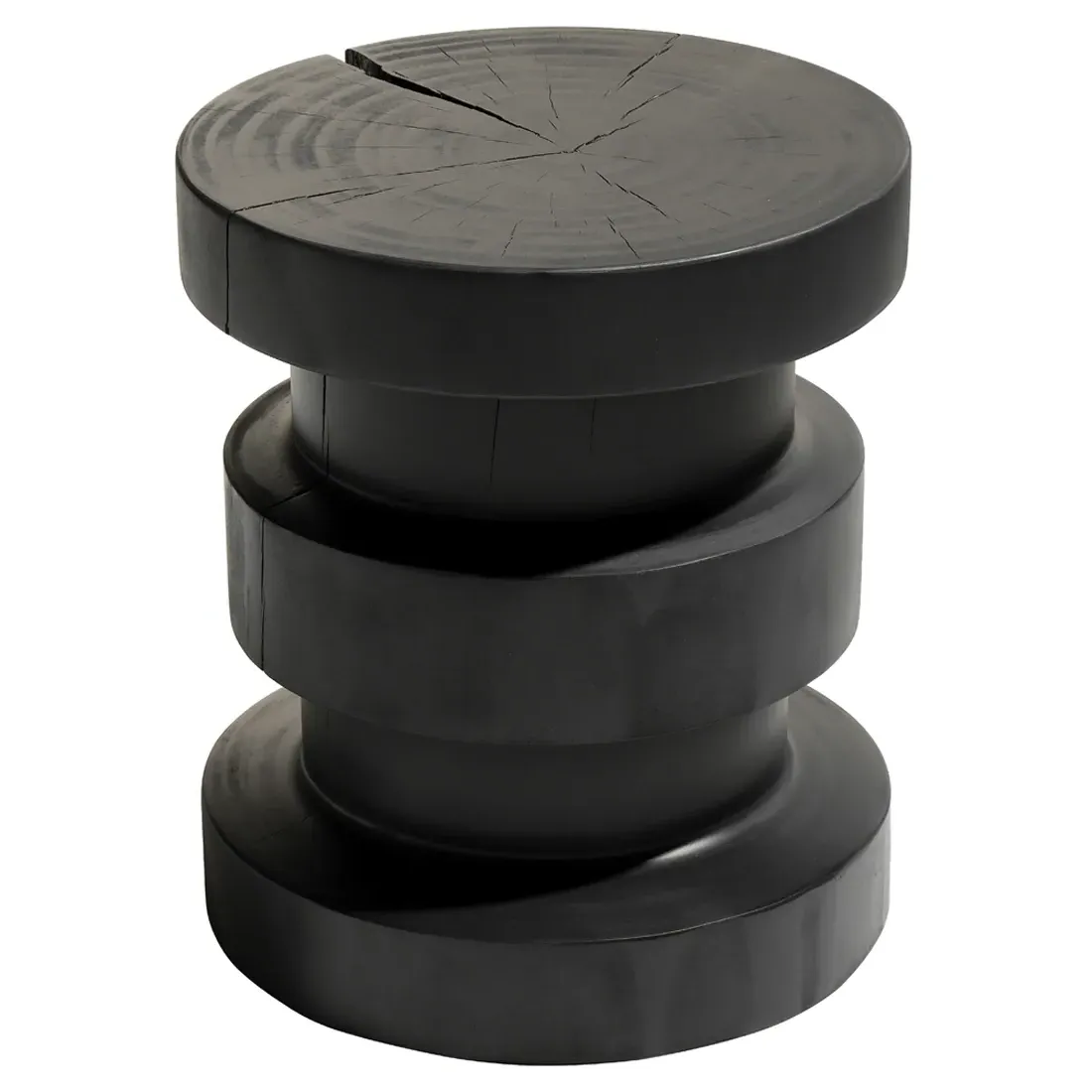 Edison Round End Table - Black, Pine Wood image