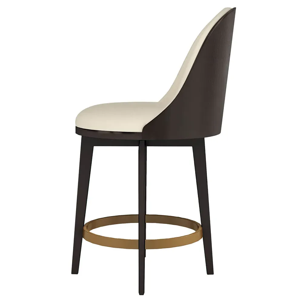 Edran Swivel Counter Stool - Cream, Birch Wood