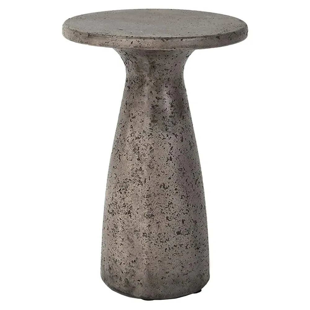 Eduard Round Outdoor Side Table - Dark Grey, Concrete image