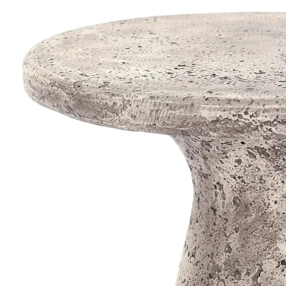 Eduard Round Outdoor Side Table - Light Grey, Concrete