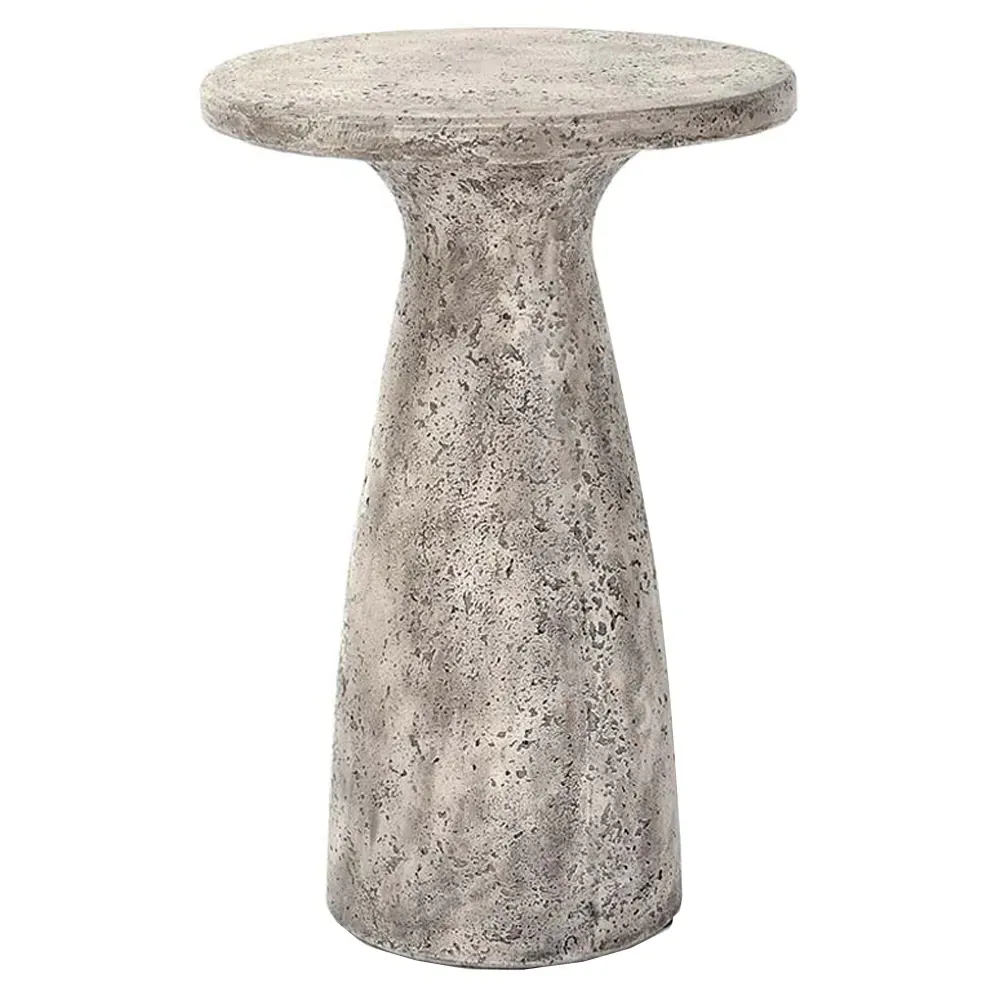 Eduard Round Outdoor Side Table - Light Grey, Concrete
