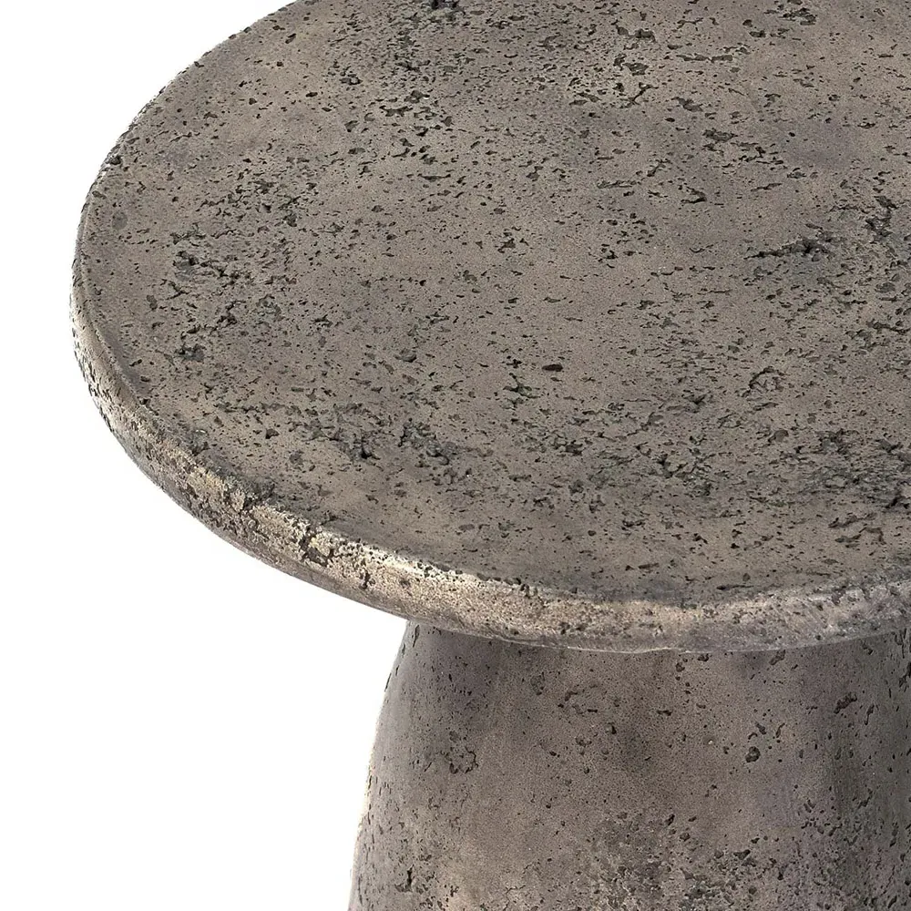Eduard Round Pedestal Outdoor Side Table - Dark Grey, Concrete
