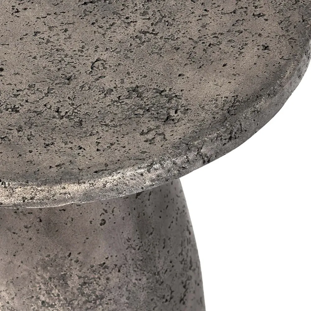 Eduard Round Pedestal Outdoor Side Table - Dark Grey, Concrete