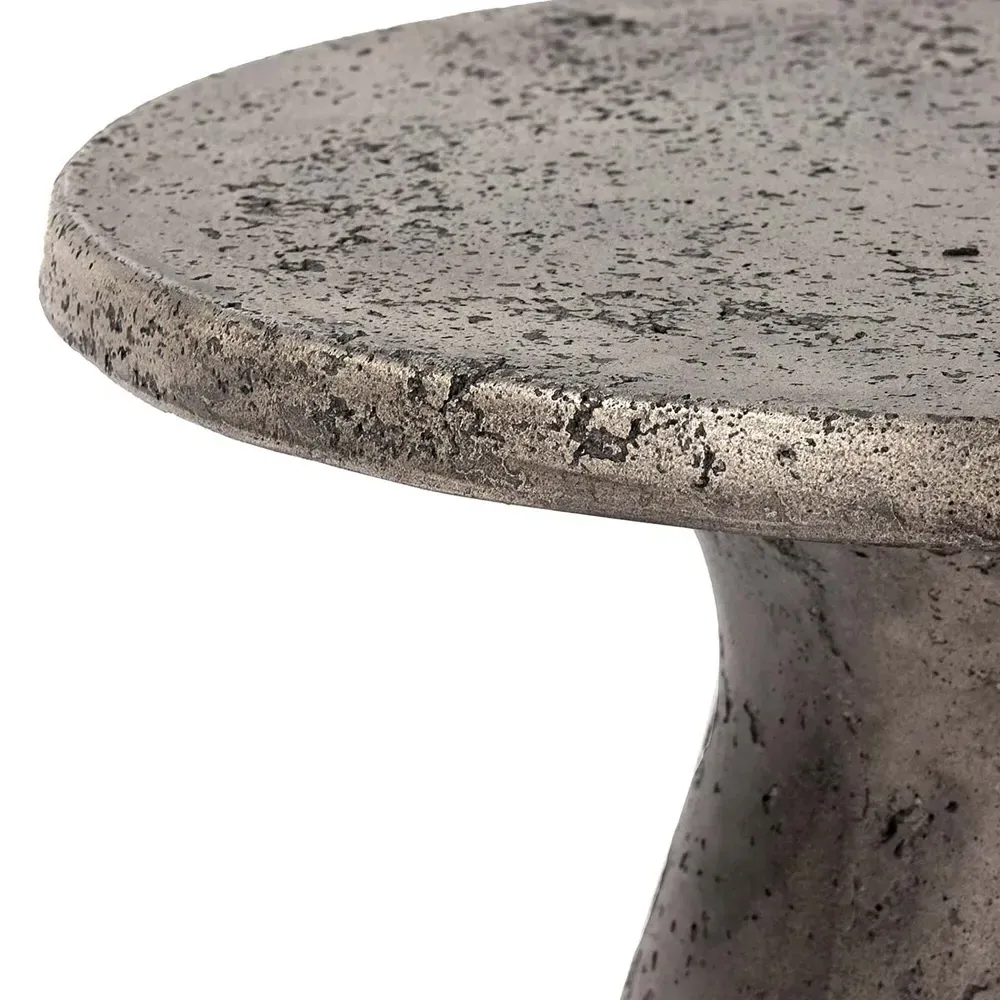 Eduard Round Pedestal Outdoor Side Table - Dark Grey, Concrete