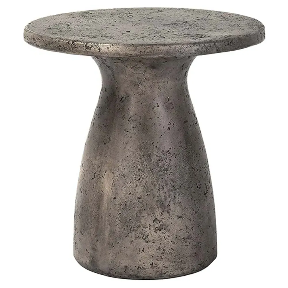 Eduard Round Pedestal Outdoor Side Table - Dark Grey, Concrete