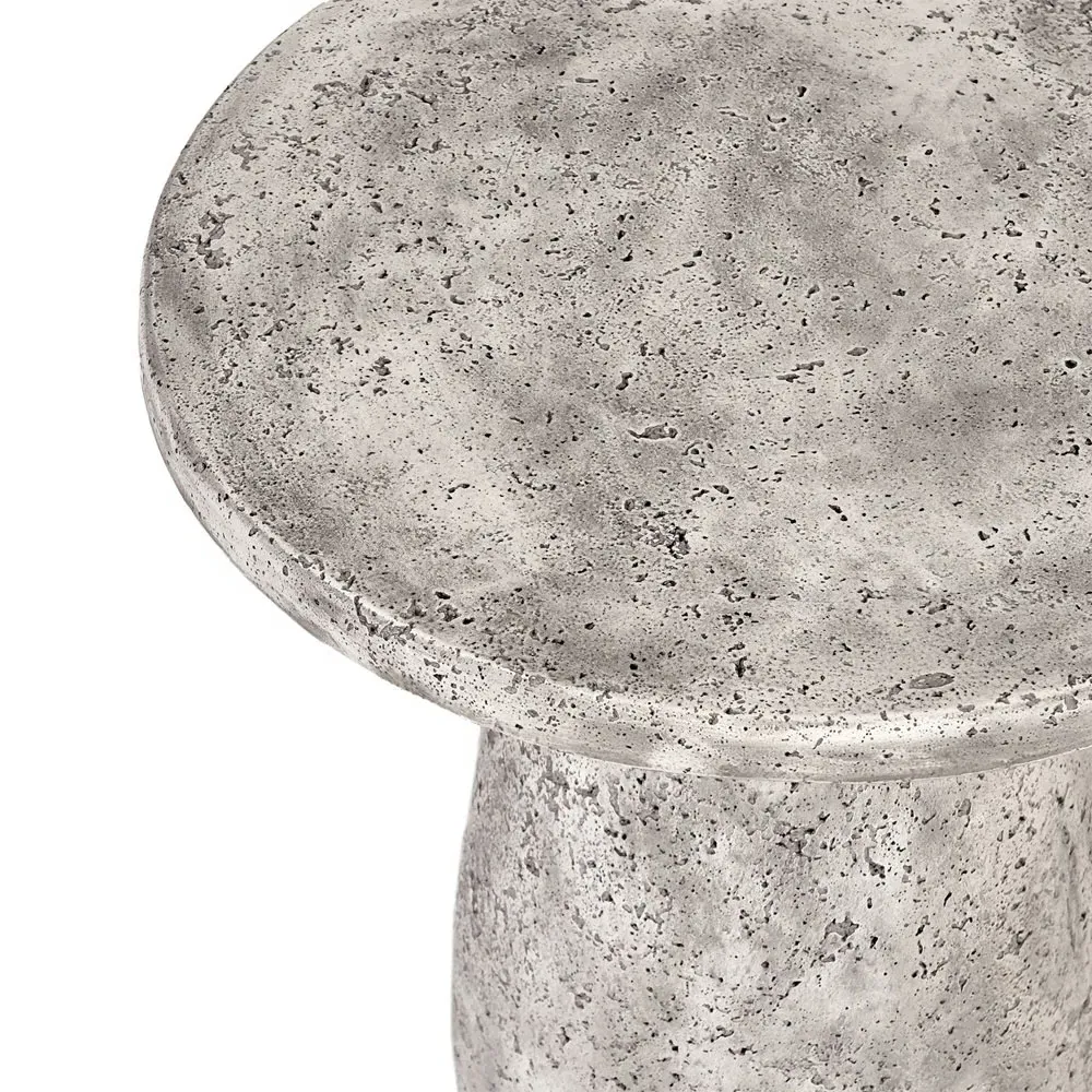 Eduard Round Pedestal Outdoor Side Table - Light Grey, Concrete