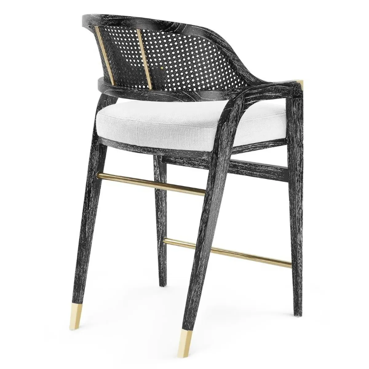 Edward Counter Stool with Woven Cane - Black, Mahogany