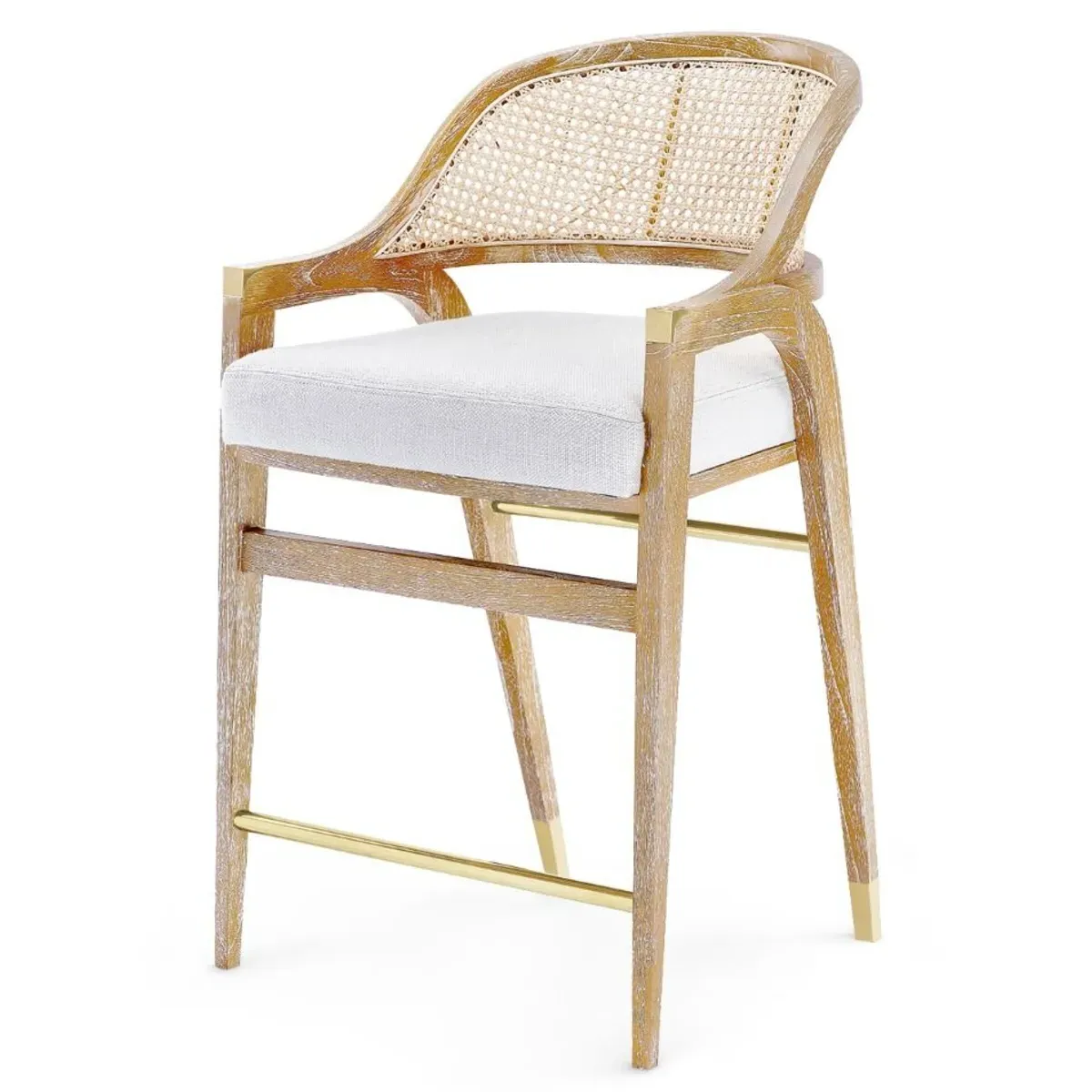 Edward Counter Stool with Woven Cane - Natural, Mahogany